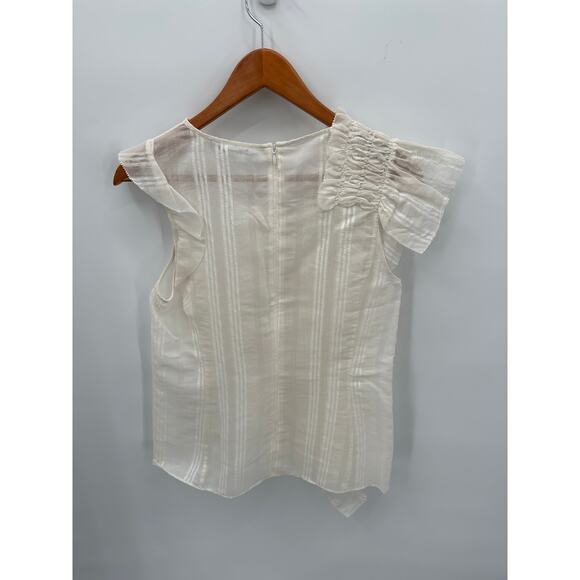 CHELSEA & WALKER NWT Ivory Cotton Silk Blend Bush Ruffle Top Blouse // 6 - Picture 12 of 15
